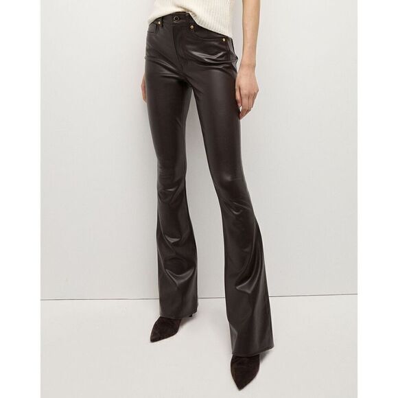 Veronica Beard Women's Brown High Rise Faux Leather Flare Pant Size 30 NWOT - Picture 2 of 10